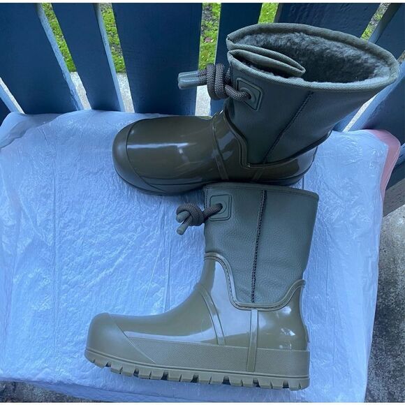 UGG® Women’s Raincloud Lace Burnt Olive Rubber Waterproof Rain Boots SZ US 8 - Picture 2 of 11